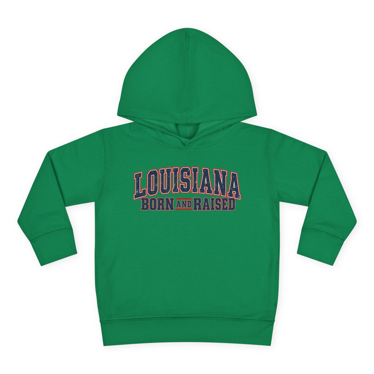 Louisiana Born and Raised Vintage Americana Unisex Toddler Pullover Fleece Hoodie