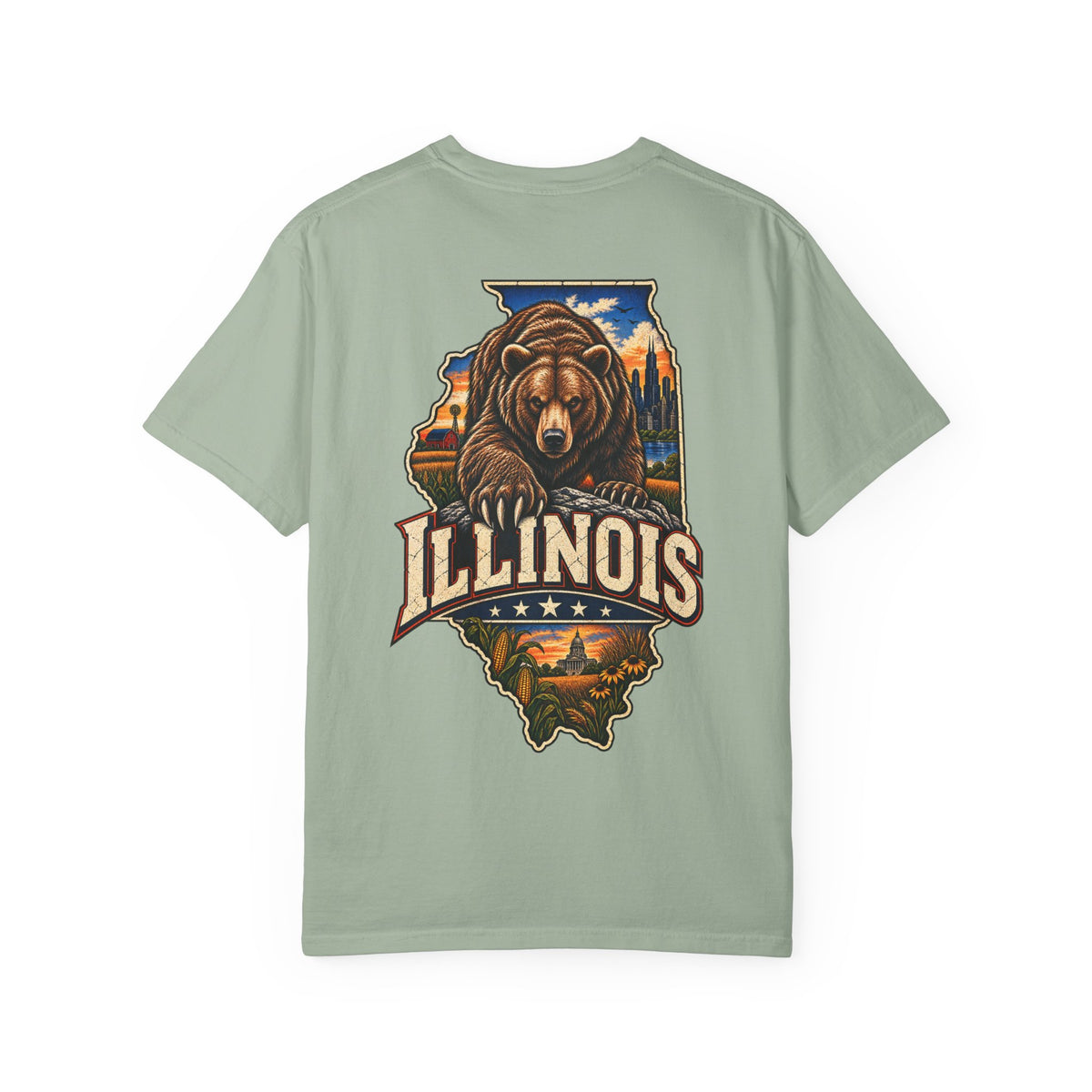 Illinois Bear Emblem Unisex Comfort Color 1717 Streetwear Graphic Tee