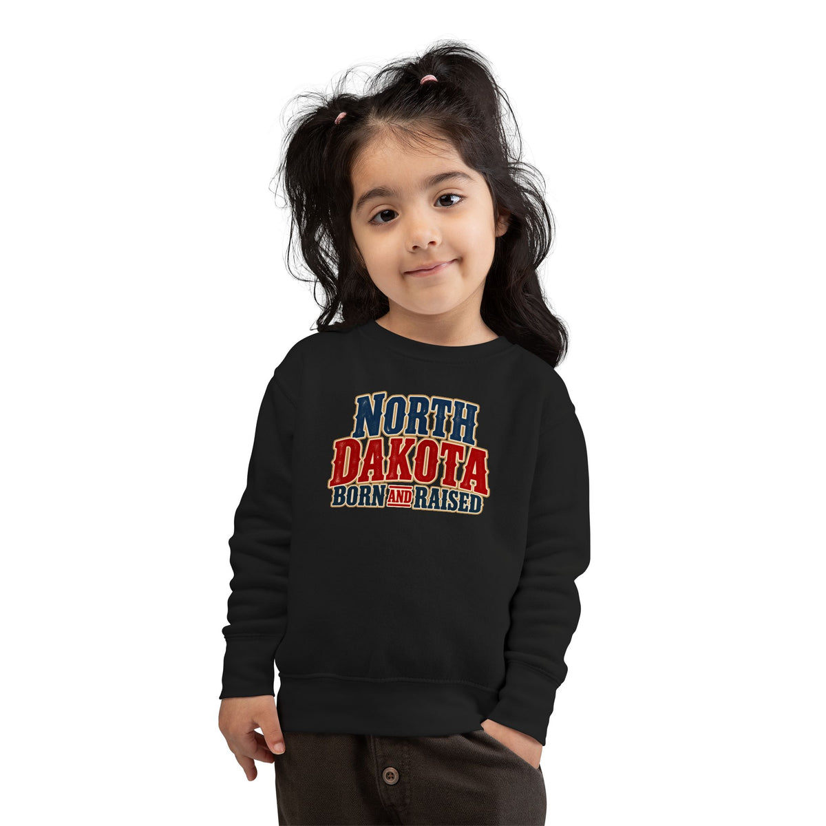 North Dakota Born and Raised Great Plains Americana Unisex Toddler Sweatshirt