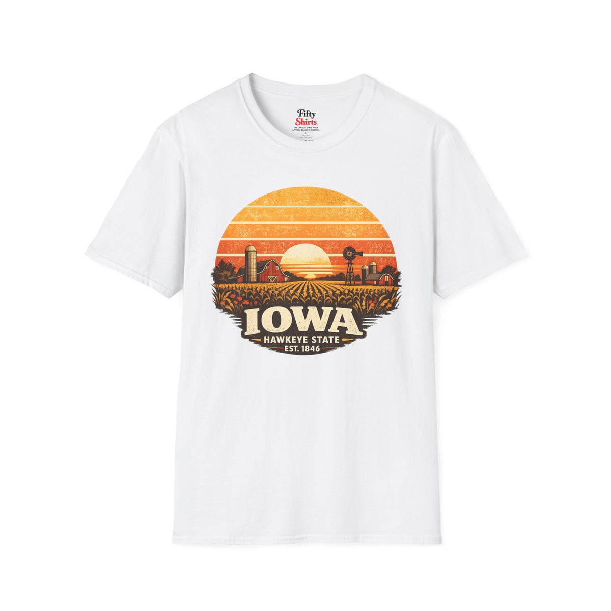 Iowa Prairie Sunset Unisex Softstyle T Shirt State Pride Graphic Tee Collections FS03