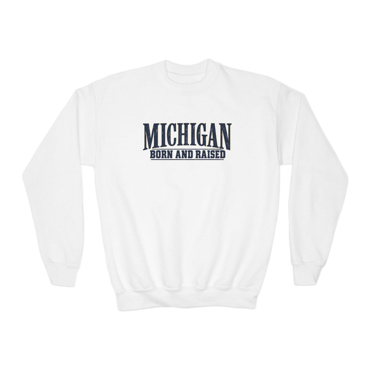 Michigan Born and Raised Premium Heritage Unisex Youth Crewneck Sweatshirt