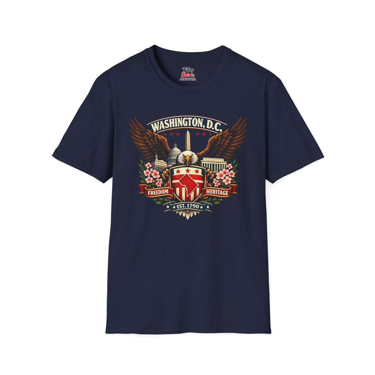 Washington D.C. Americana Eagle Unisex Softstyle T Shirt State Pride Graphic Tee Collections FS03