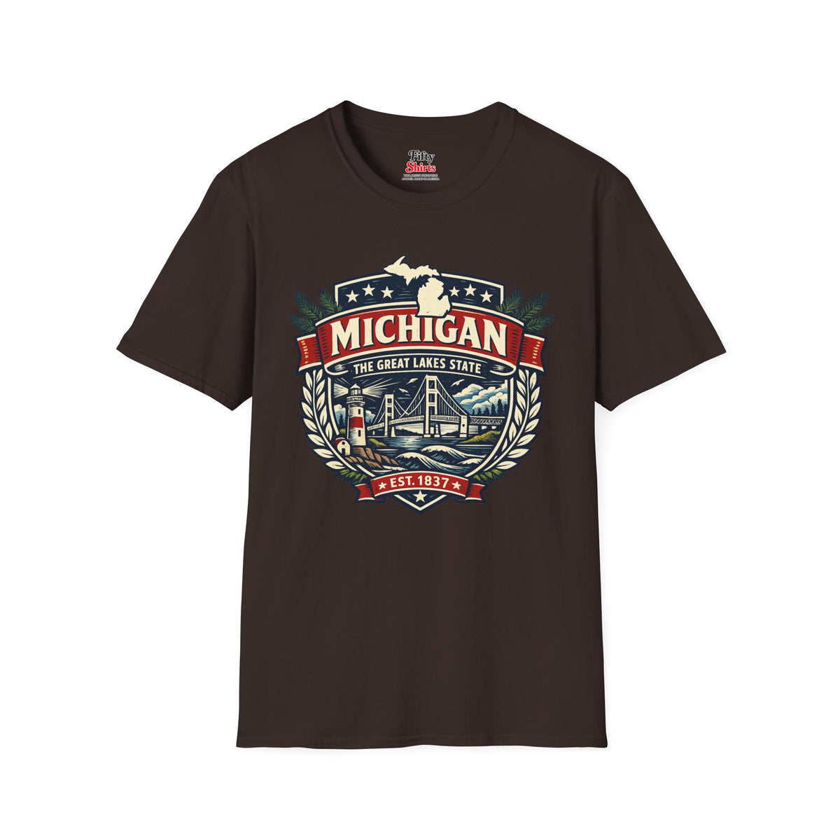 Michigan Heritage Badge Unisex Softstyle T Shirt State Pride Graphic Tee Collections FS03