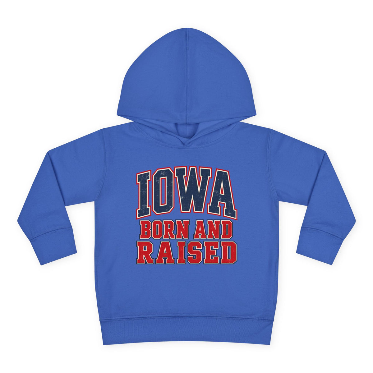 Iowa Born and Raised Vintage Collegiate Unisex Toddler Pullover Fleece Hoodie