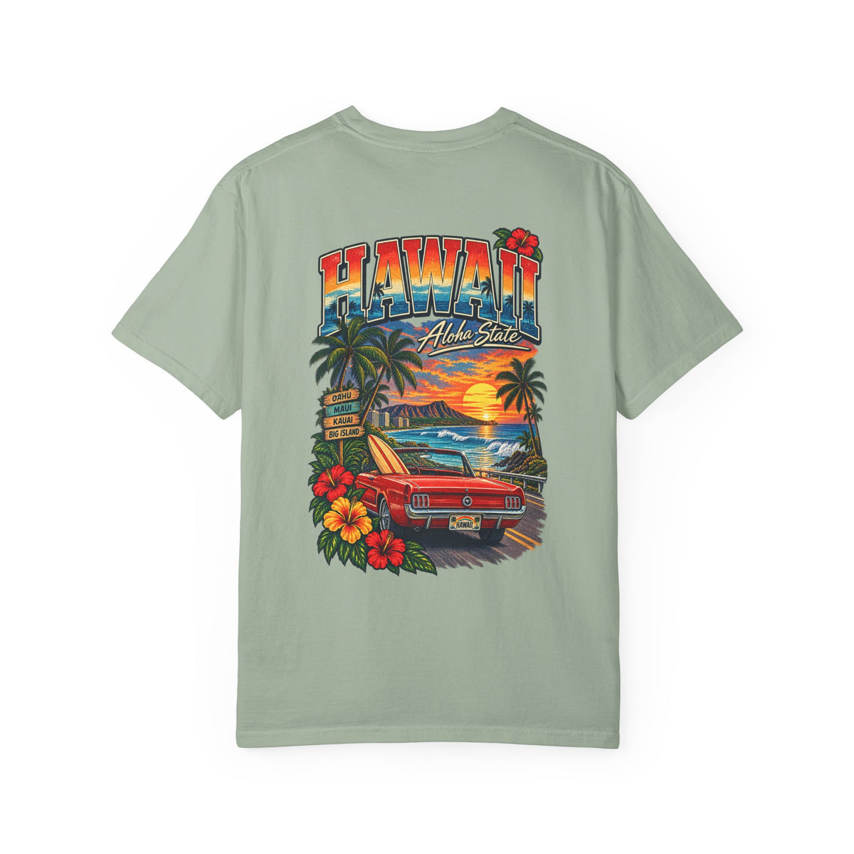Hawaii Sunset Drive Unisex Comfort Color 1717 Streetwear Graphic Tee