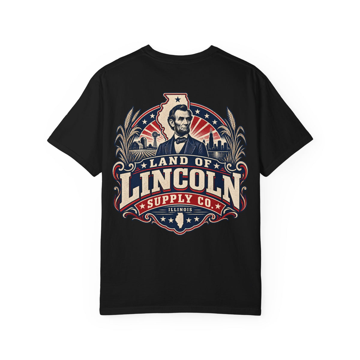 Illinois Land of Lincoln Suppy Co. Unisex Comfort Color 1717 Streetwear Graphic Tee