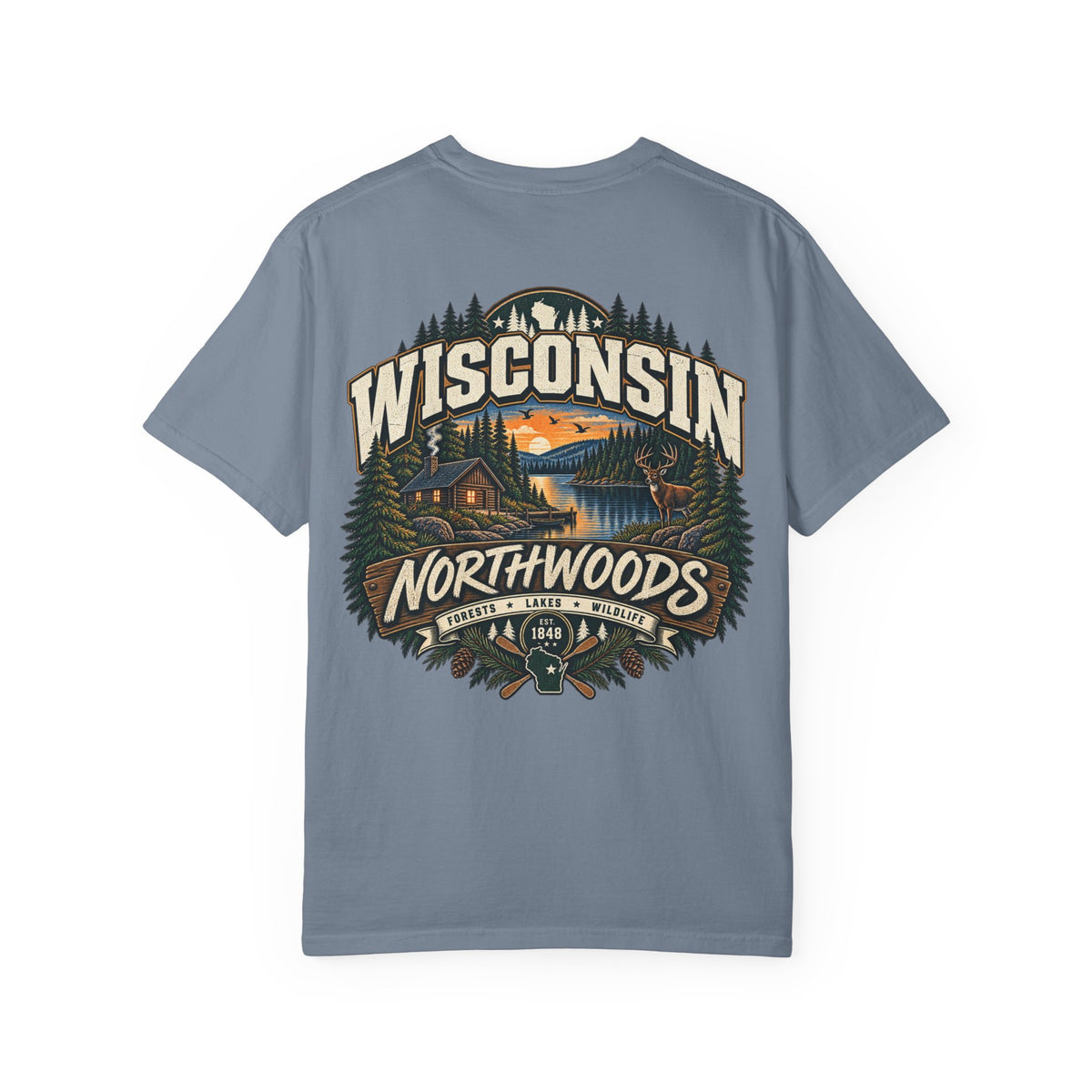 Wisconsin Northwoods Unisex Comfort Color 1717 Streetwear Graphic Tee