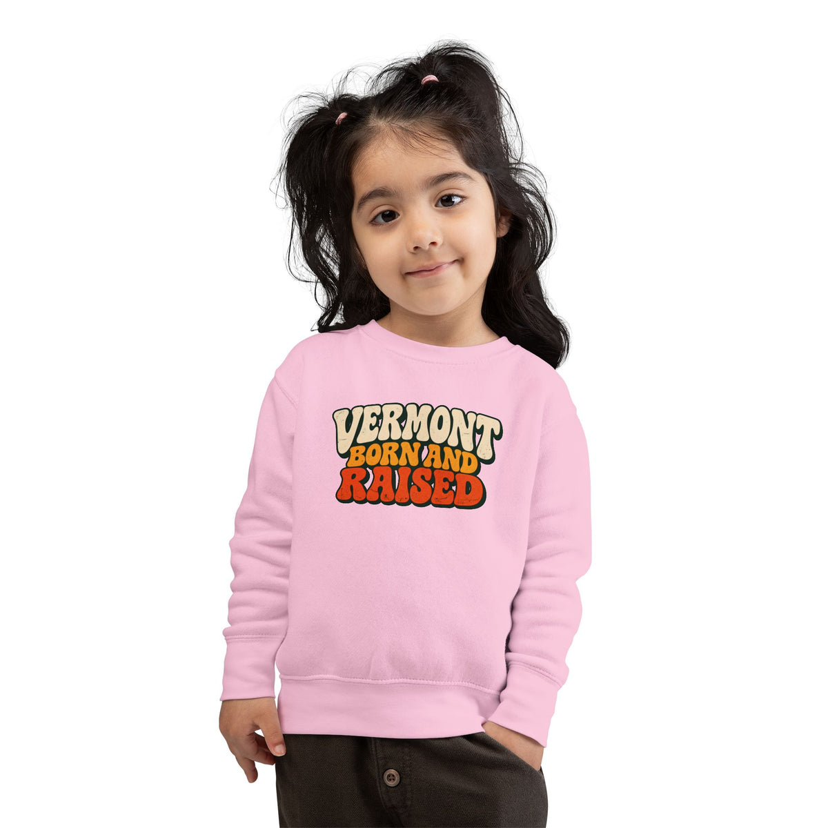 Vermont Born and Raised Retro 1970s Unisex Toddler Sweatshirt