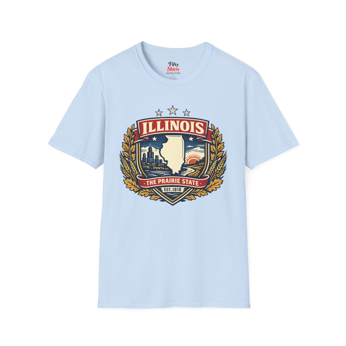 Illinois Heritage Badge Unisex Softstyle T Shirt State Pride Graphic Tee Collections FS03