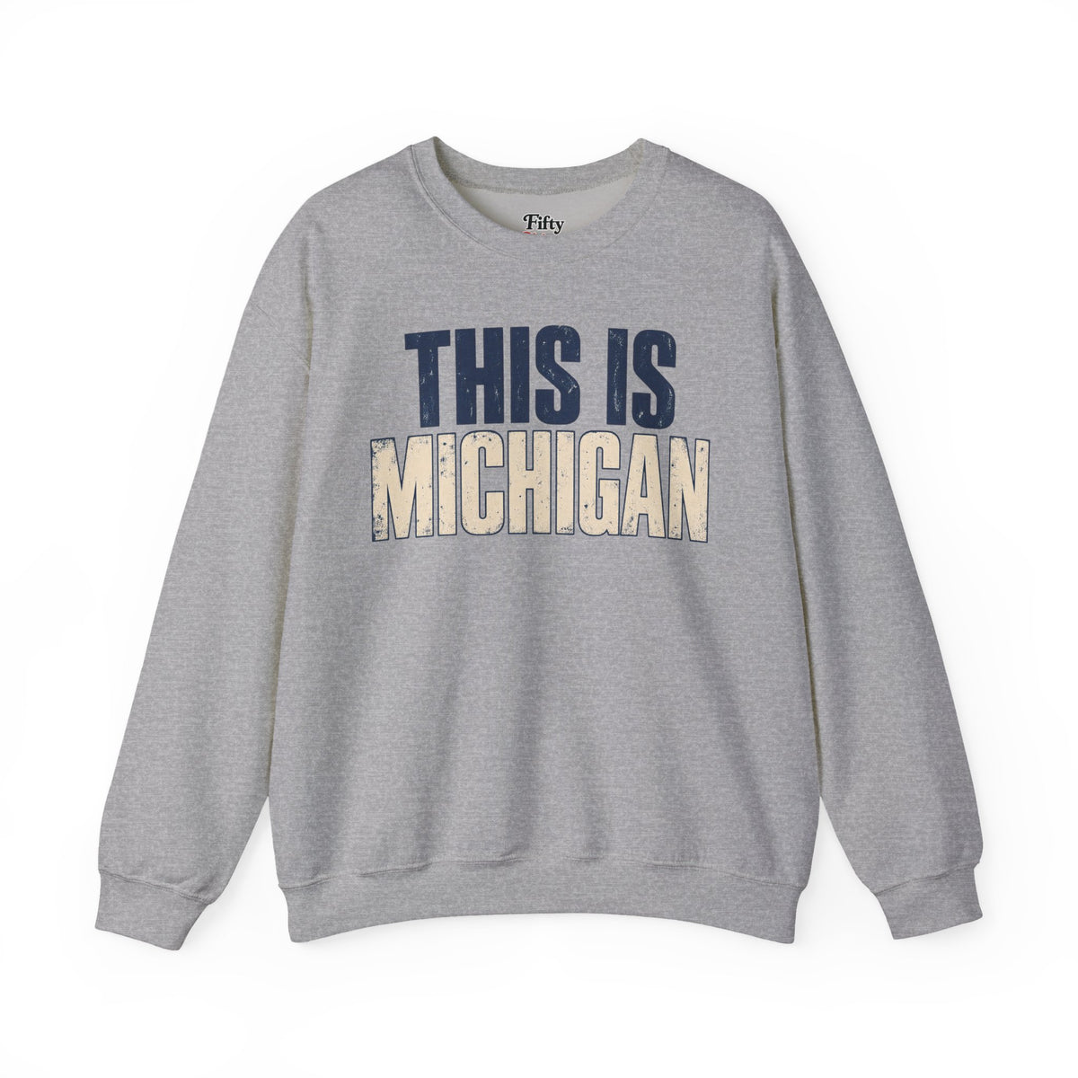This is Michigan Unisex Crewneck Sweatshirt State Name Graphic
