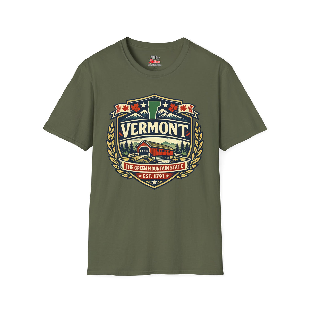 Vermont Heritage Badge Unisex Softstyle T Shirt State Pride Graphic Tee Collections FS03