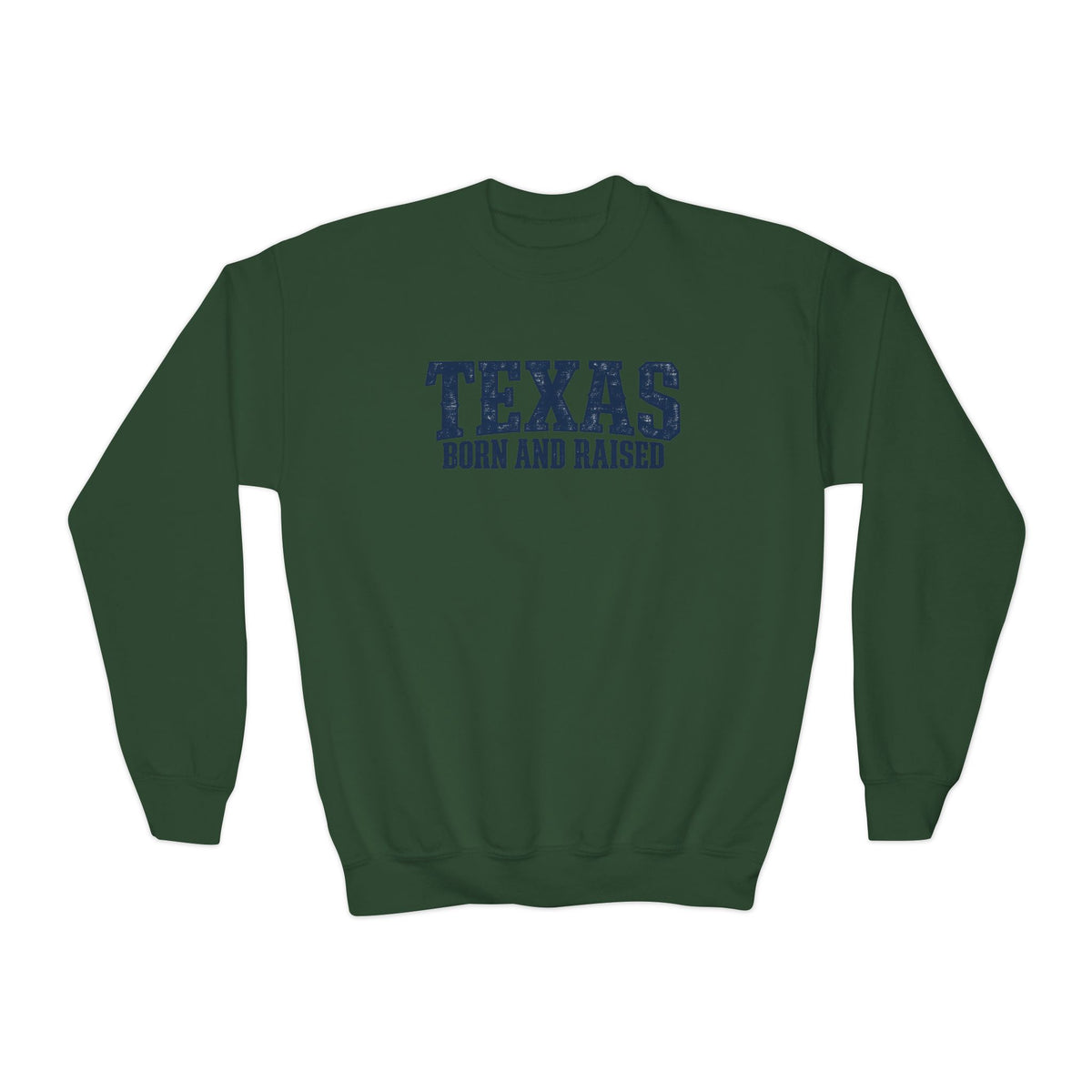 Texas Born and Raised Premium Streetwear Unisex Youth Crewneck Sweatshirt Graphic