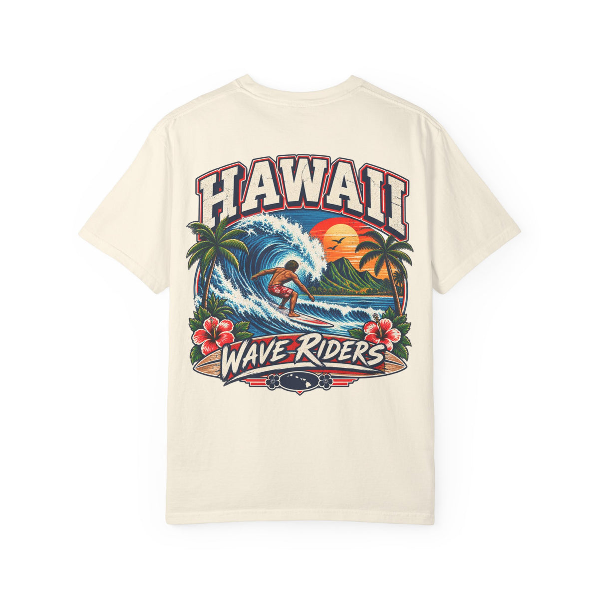Hawaii Wave Riders Unisex Comfort Color 1717 Streetwear Graphic Tee