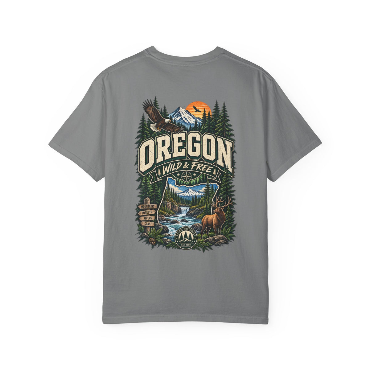 Oregon Wild & Free Unisex Comfort Color 1717 Streetwear Graphic Tee