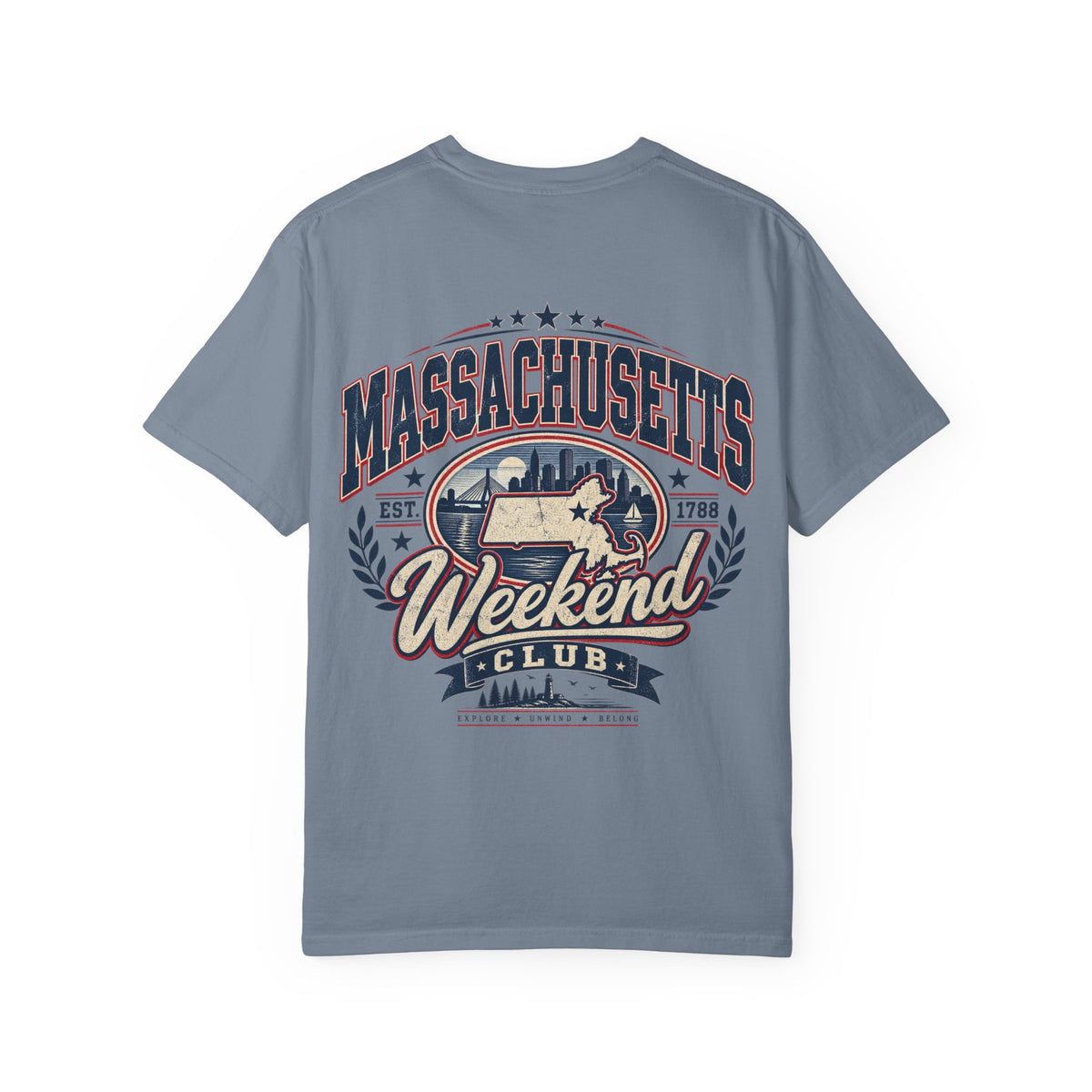 Massachusetts Weekend Club Unisex Comfort Color 1717 Streetwear Graphic Tee