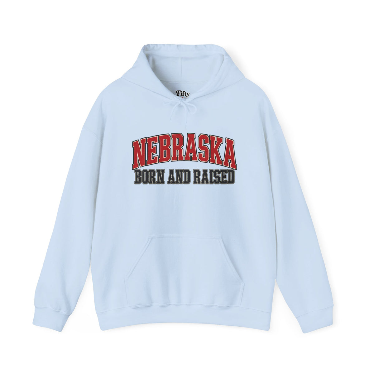 Nebraska Born and Raised Unisex Hoodie State Name Graphic