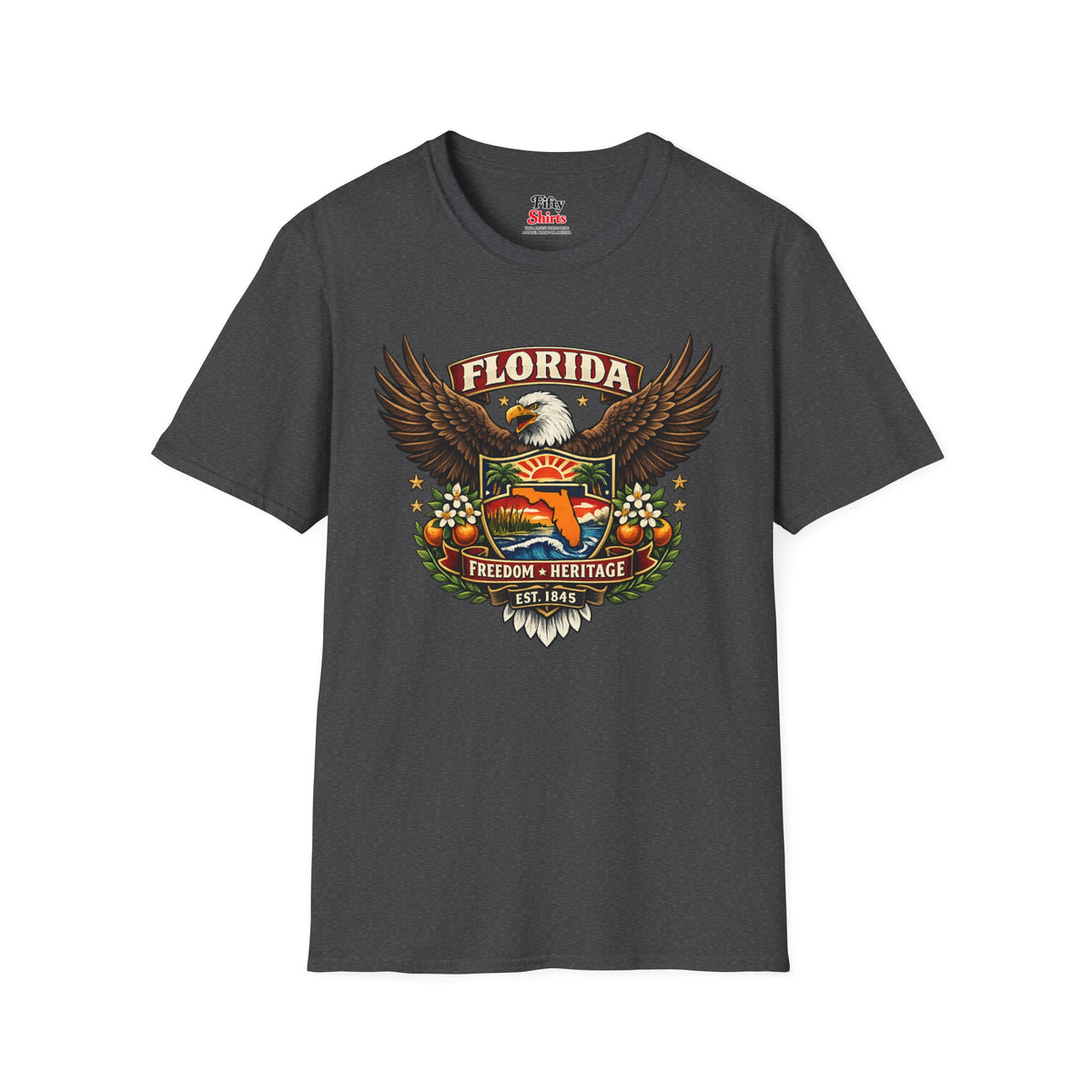 Florida Americana Eagle Unisex Softstyle T Shirt State Pride Graphic Tee Collections FS03