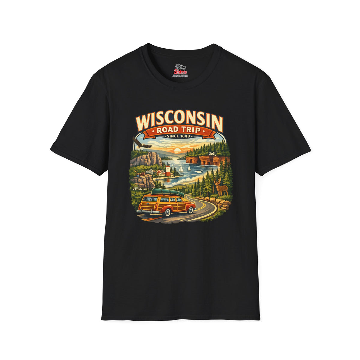 Wisconsin Road Trip Unisex Softstyle T Shirt State Pride Graphic Tee Collections FS03