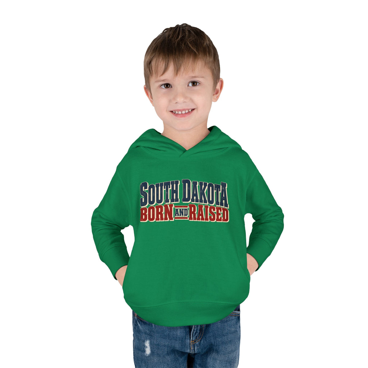 South Dakota Born and Raised Vintage Americana Unisex Toddler Pullover Fleece Hoodie