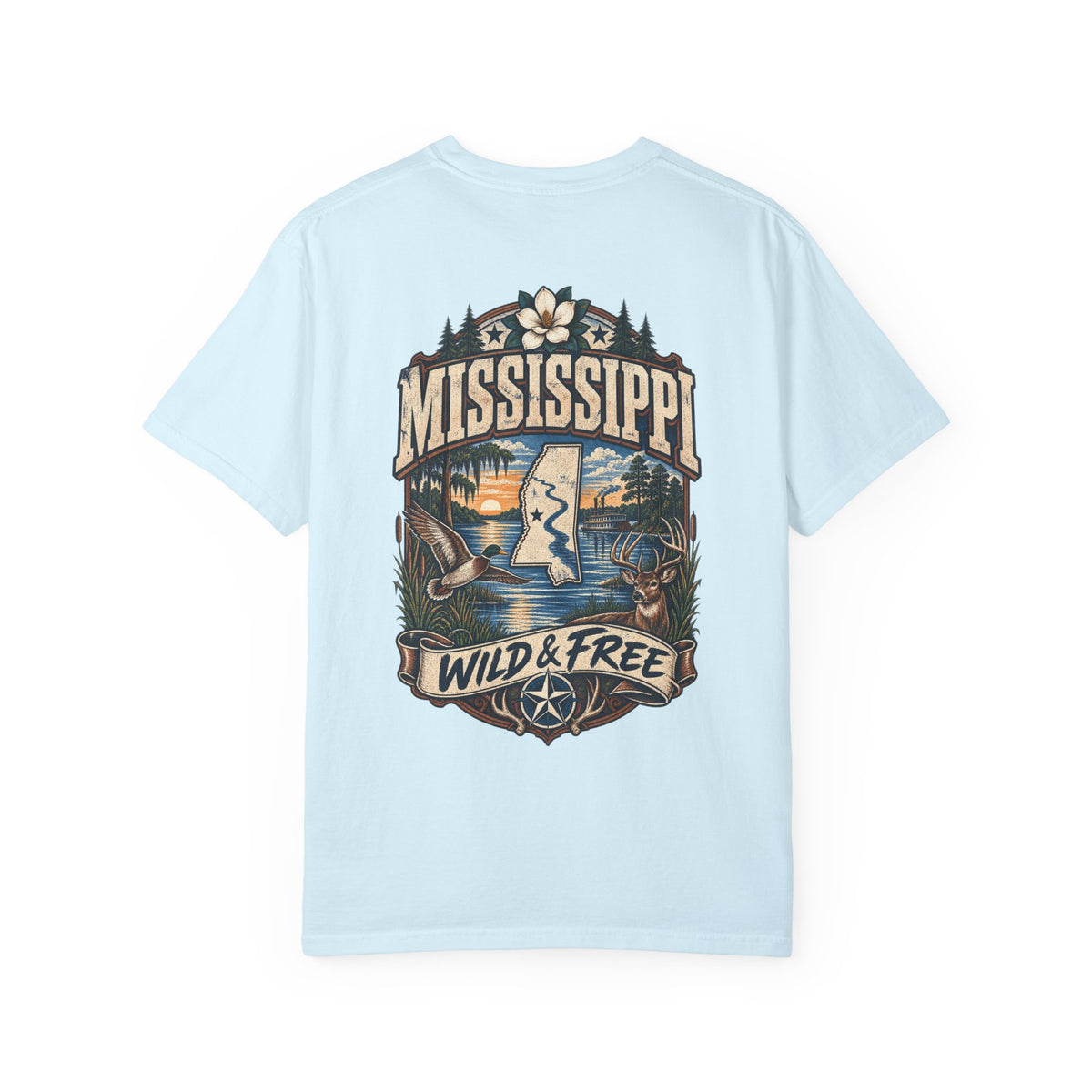 Mississippi Wild & Free Unisex Comfort Color 1717 Streetwear Graphic Tee