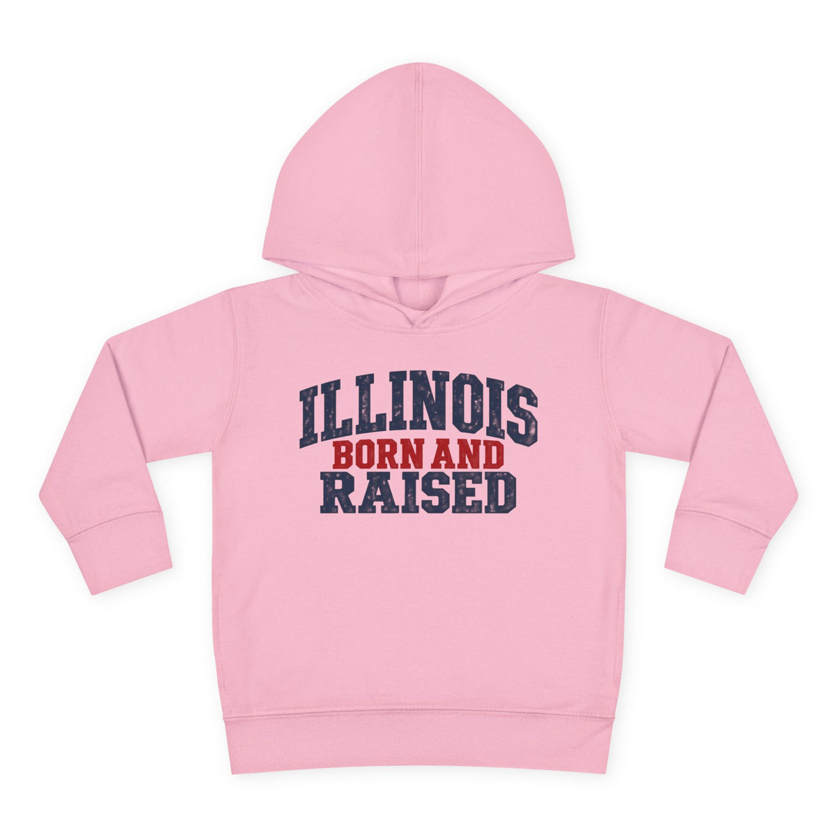 Illinois Born and Raised Rustic Midwest Americana Unisex Toddler Pullover Fleece Hoodie
