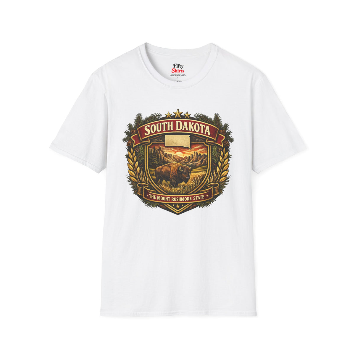 South Dakota Heritage Badge Unisex Softstyle T Shirt State Pride Graphic Tee Collections FS03