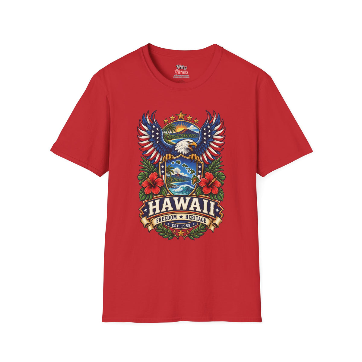 Hawaii Americana Eagle Unisex Softstyle T Shirt State Pride Graphic Tee Collections FS03