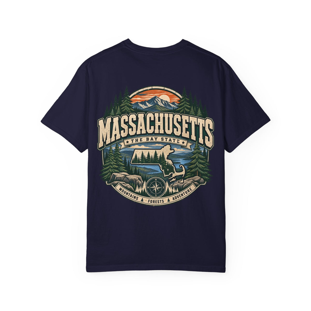 Massachusetts Mountain & Forest Unisex Comfort Color 1717 Streetwear Graphic Tee