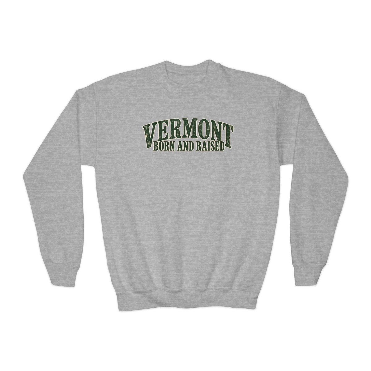 Vermont Born and Raised New England Heritage Unisex Youth Crewneck Sweatshirt
