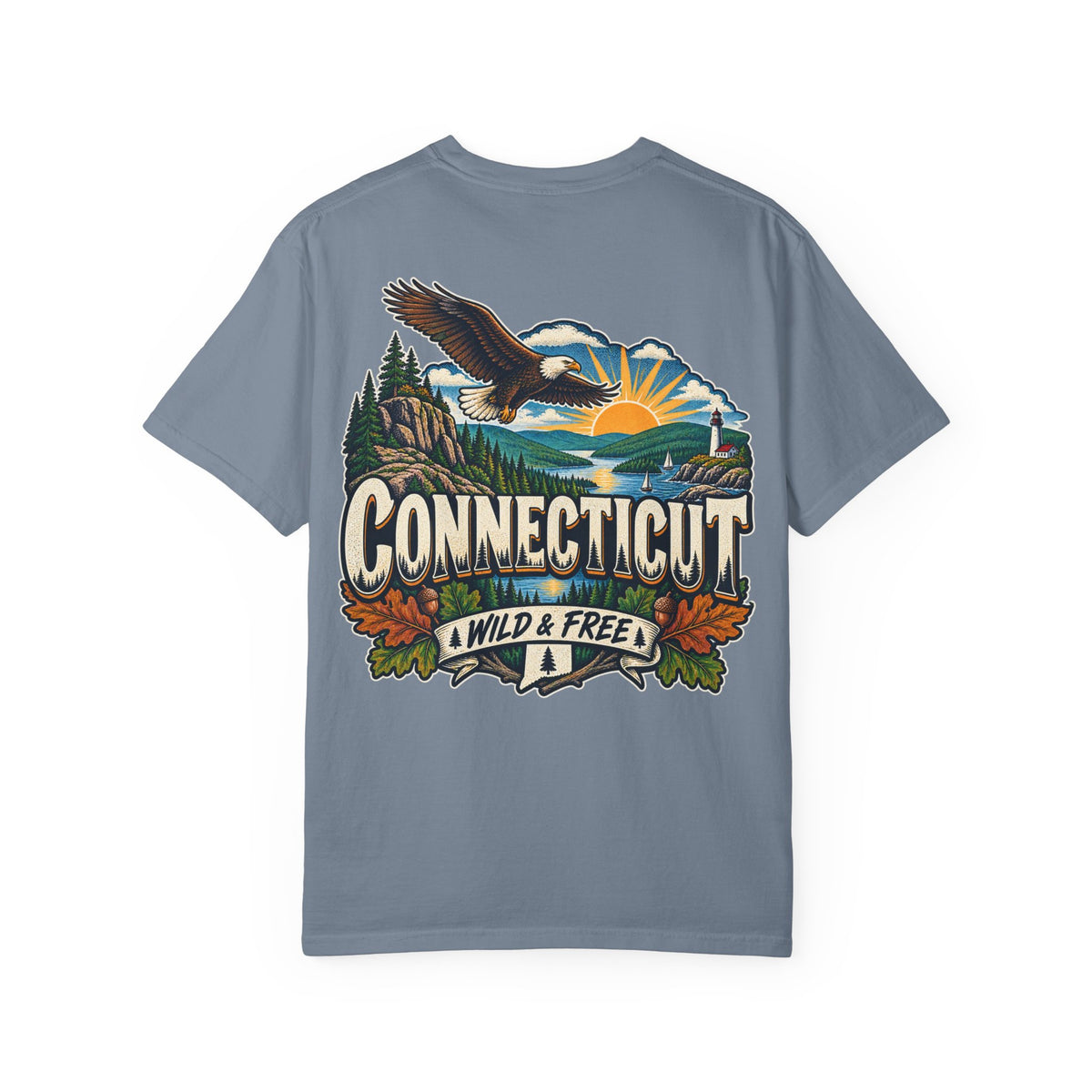 Connecticut Wild & Free Unisex Comfort Color 1717 Streetwear Graphic Tee