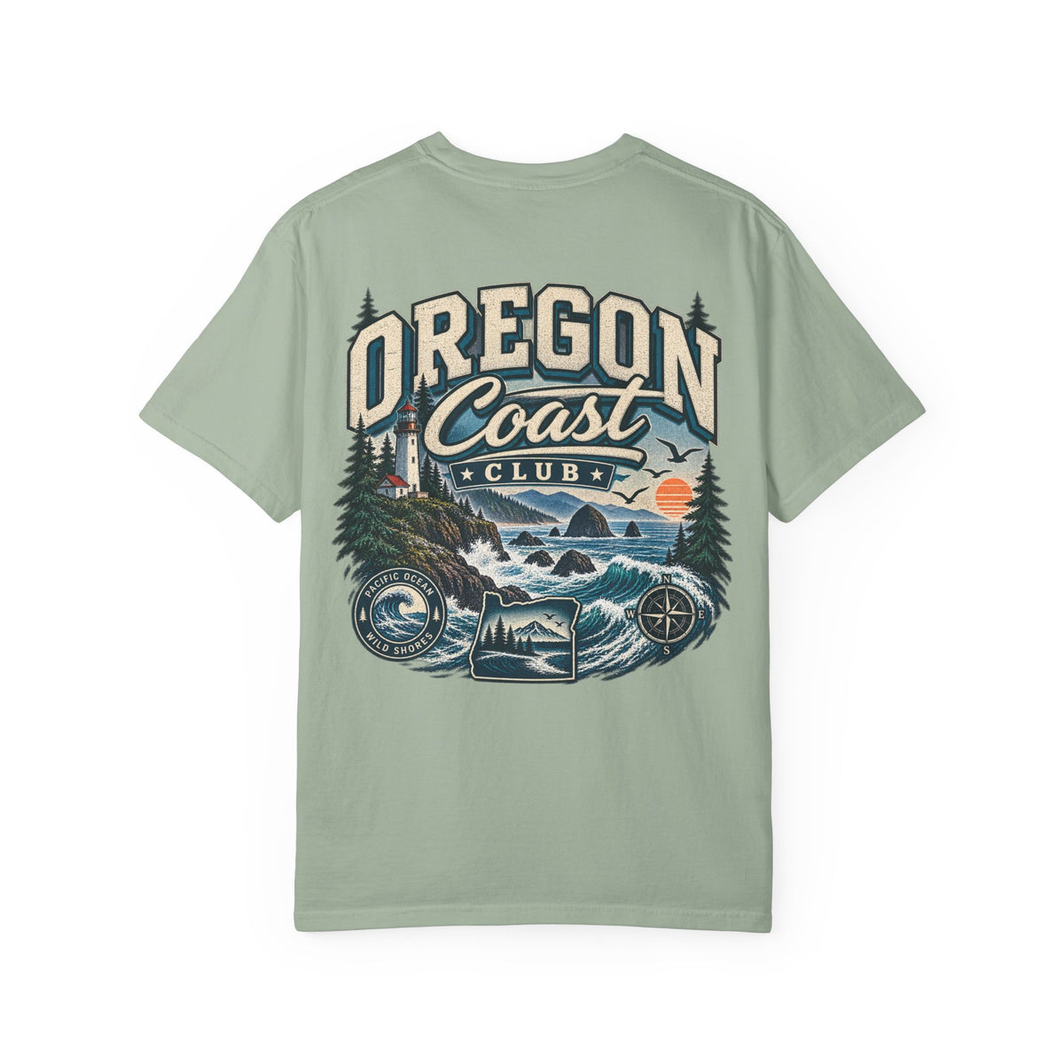 Oregon Coast Club Unisex Comfort Color 1717 Streetwear Graphic Tee