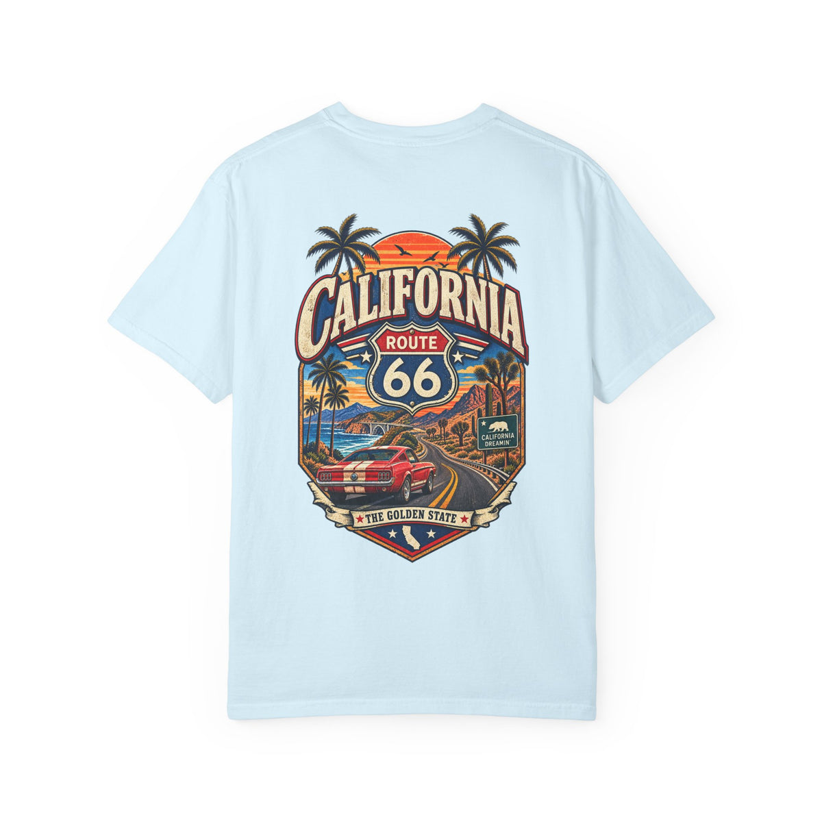 California Route 66 Style Unisex Comfort Color 1717 Streetwear Graphic Tee