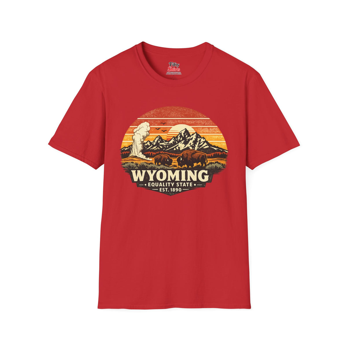 Wyoming Mountain Sunset Unisex Softstyle T Shirt State Pride Graphic Tee Collections FS03