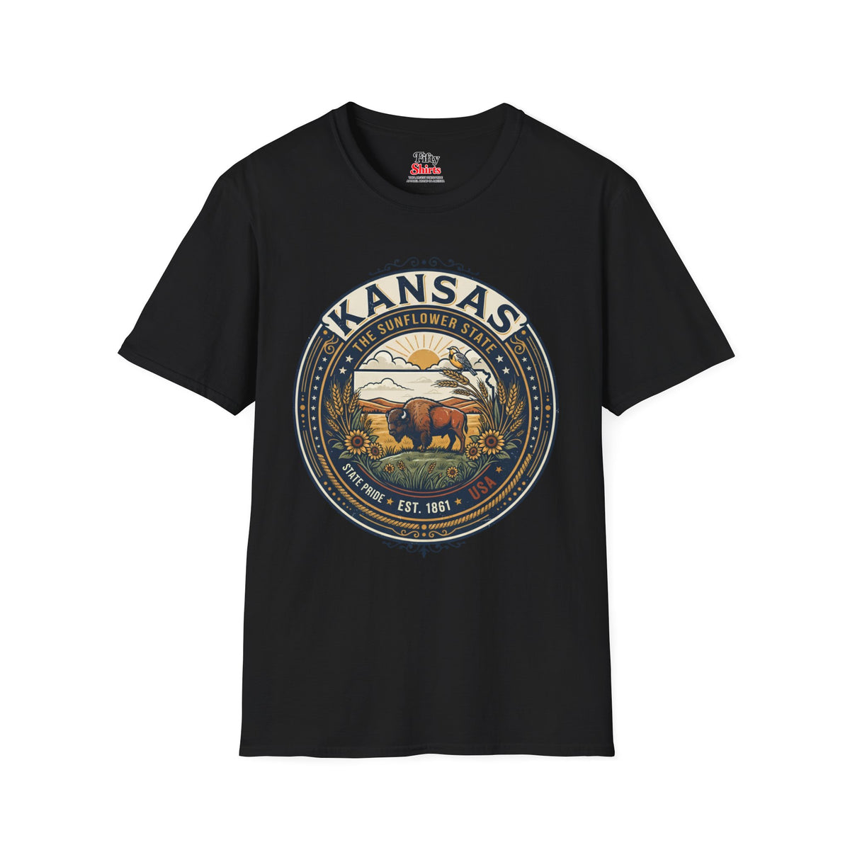 Kansas State Pride Emblem Unisex Softstyle T Shirt State Pride Graphic Tee Collections FS03