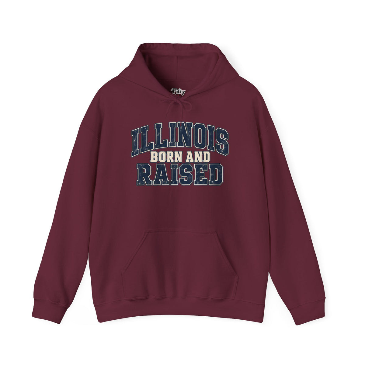 Illinois Born and Raised Unisex Hoodie State Name Graphic