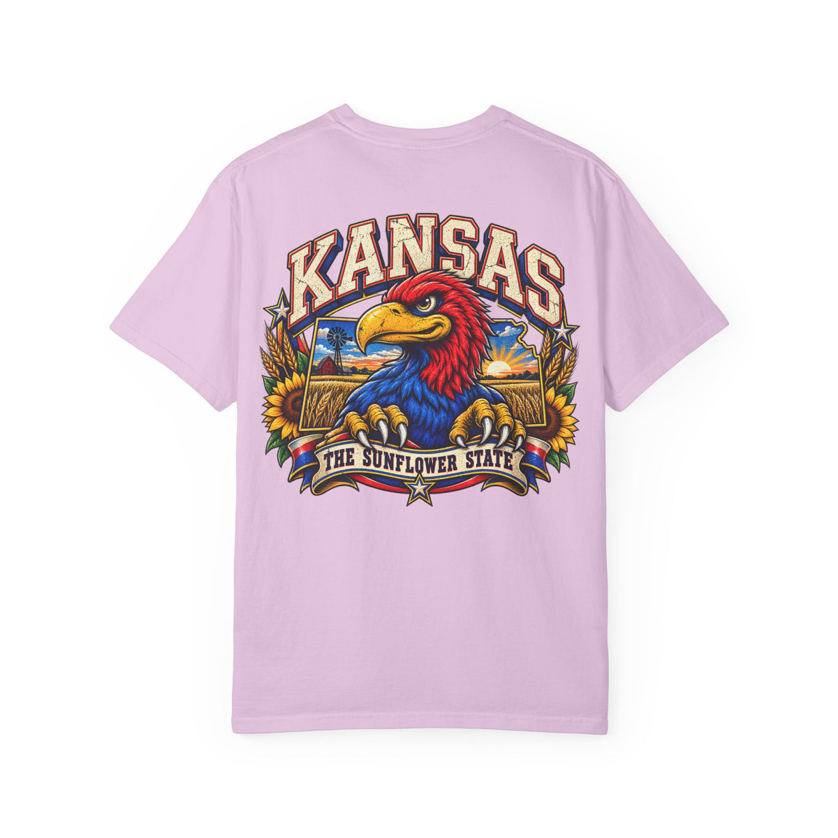 Kansas Jayhawk Emblem Unisex Comfort Color 1717 Streetwear Graphic Tee