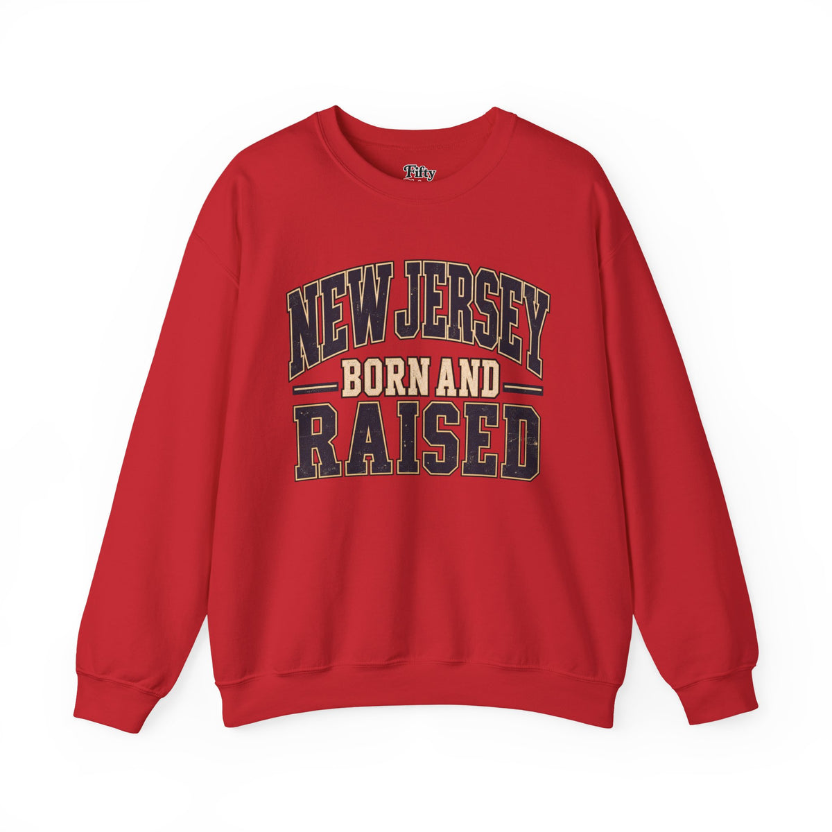 New Jersey Born and Raised Unisex Crewneck Sweatshirt State Name Graphic