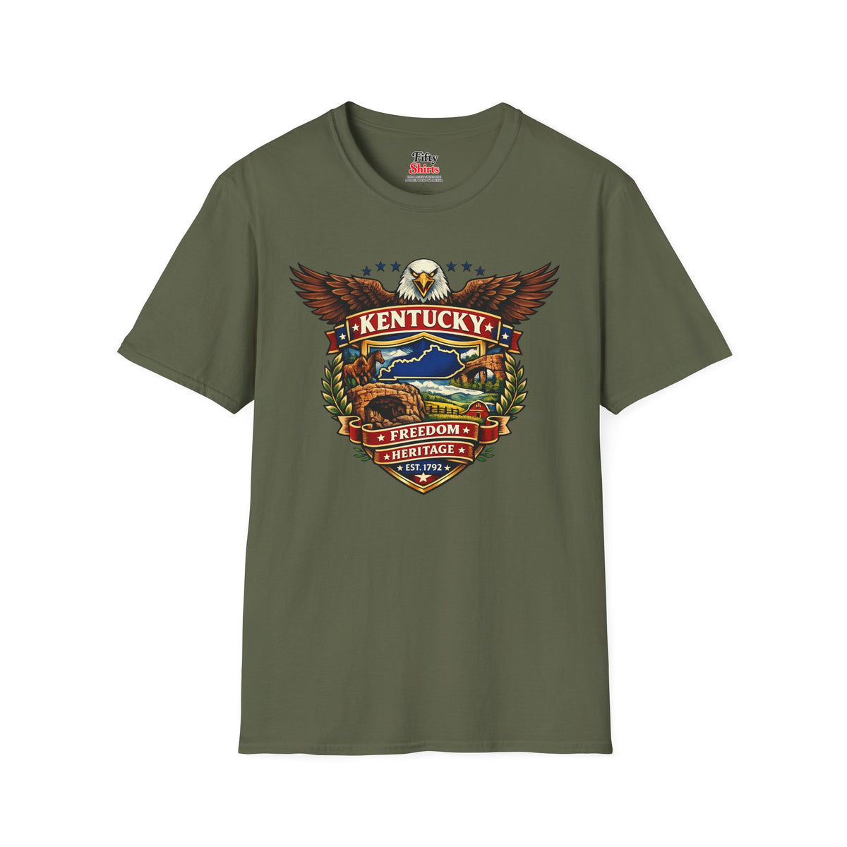 Kentucky Americana Eagle Unisex Softstyle T Shirt State Pride Graphic Tee Collections FS03