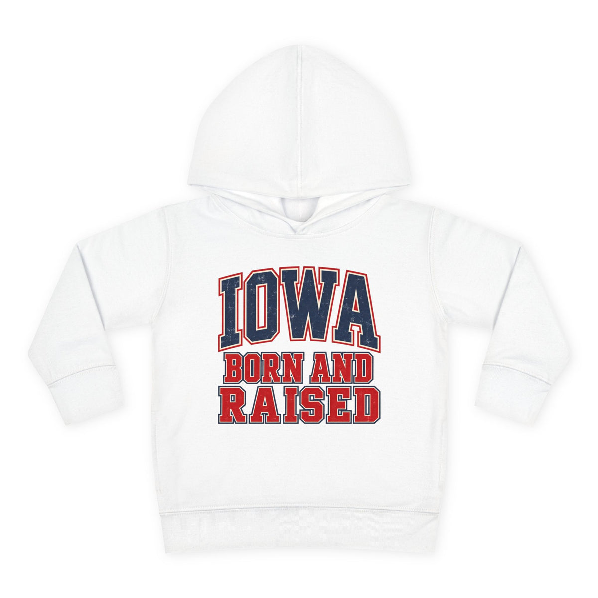 Iowa Born and Raised Vintage Collegiate Unisex Toddler Pullover Fleece Hoodie
