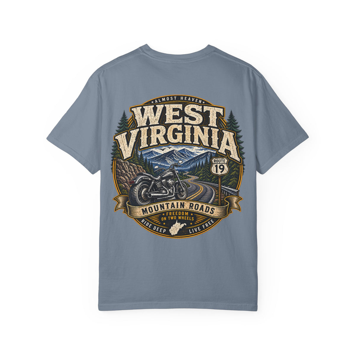 West Virginia Motorcycle Roads Unisex Comfort Color 1717 Streetwear Graphic Tee