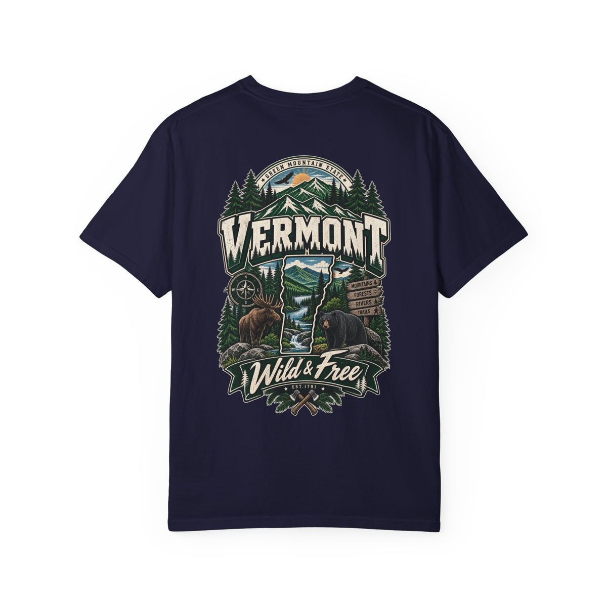 Vermont Wild & Free Unisex Comfort Color 1717 Streetwear Graphic Tee