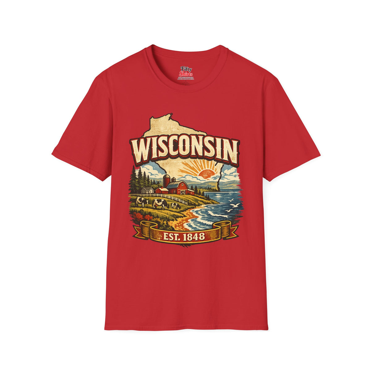 Vintage Wisconsin Heritage Unisex Softstyle T Shirt State Pride Graphic Tee Collections FS03