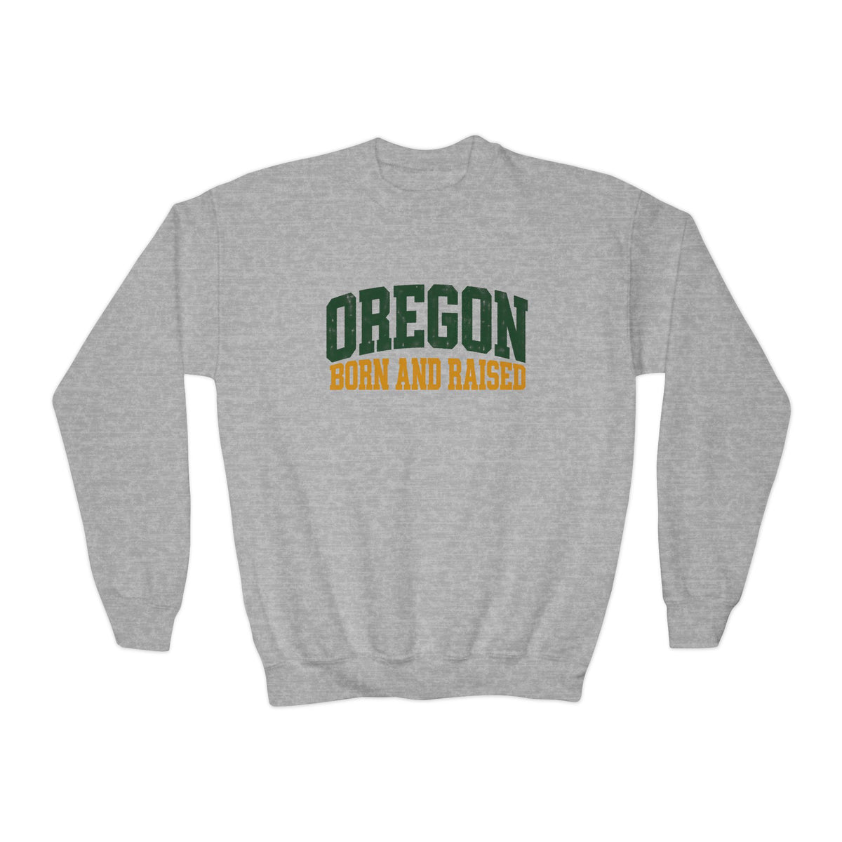 Oregon Born and Raised Vintage Collegiate Unisex Youth Crewneck Sweatshirt Graphic