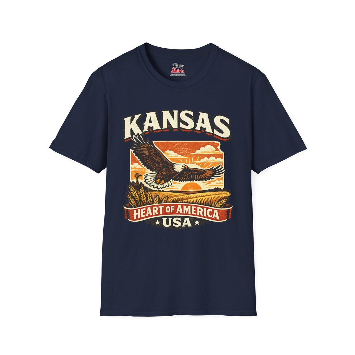 Heart of America Kansas Unisex Softstyle T Shirt State Pride Graphic Tee Collections FS03