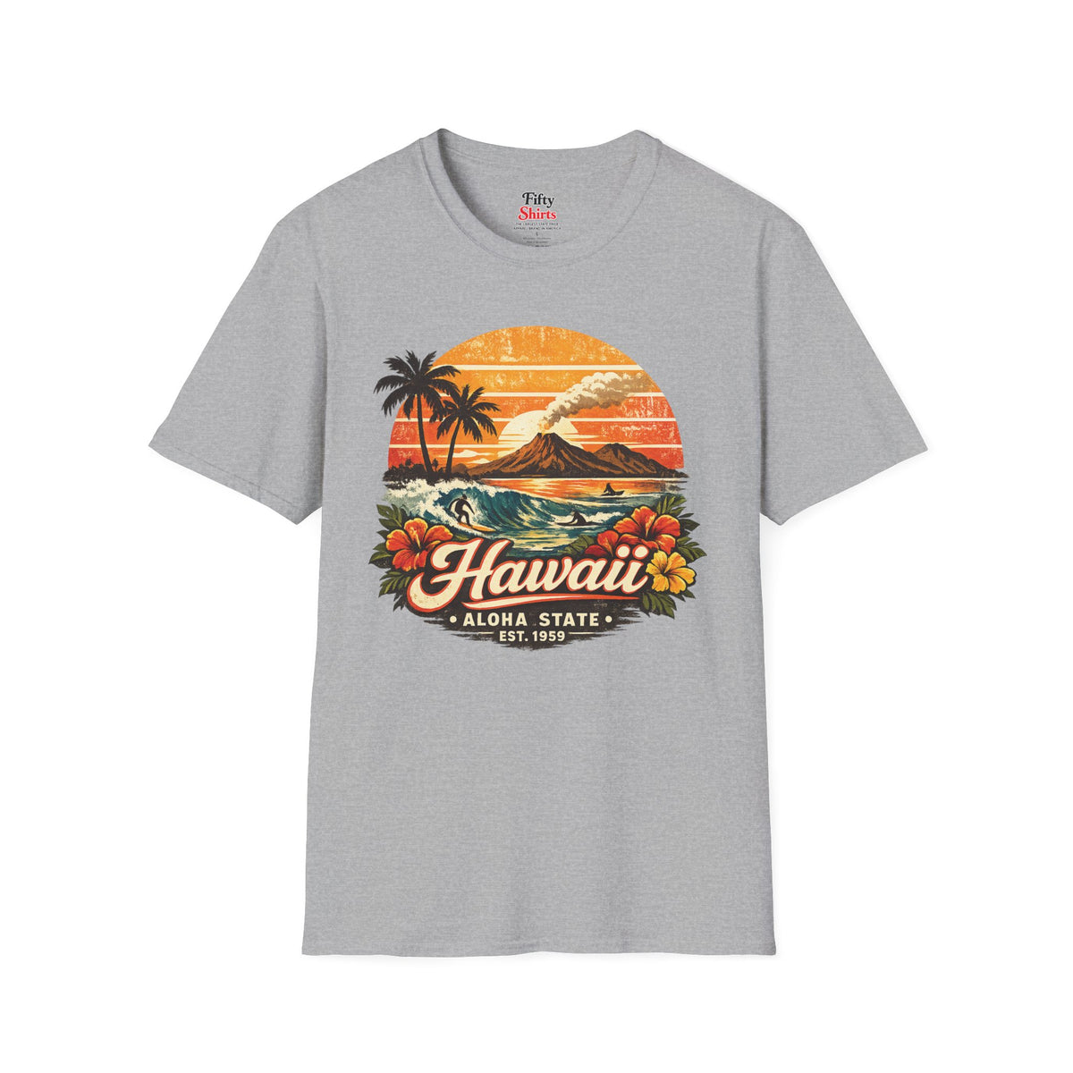 Hawaii Tropical Sunset Unisex Softstyle T Shirt State Pride Graphic Tee Collections FS03