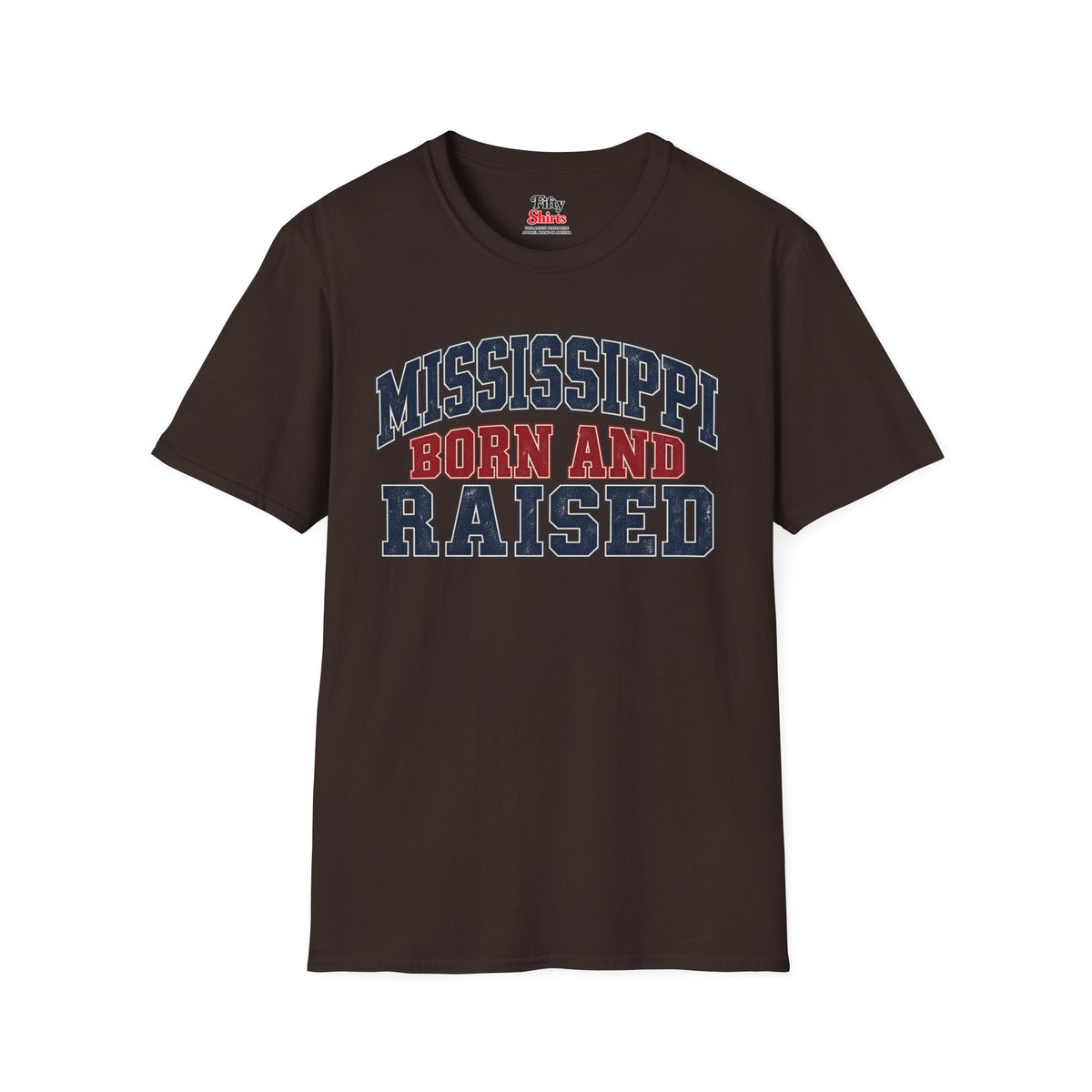 Mississippi Born and Raised Unisex Softstyle T Shirt State Name Graphic Tee