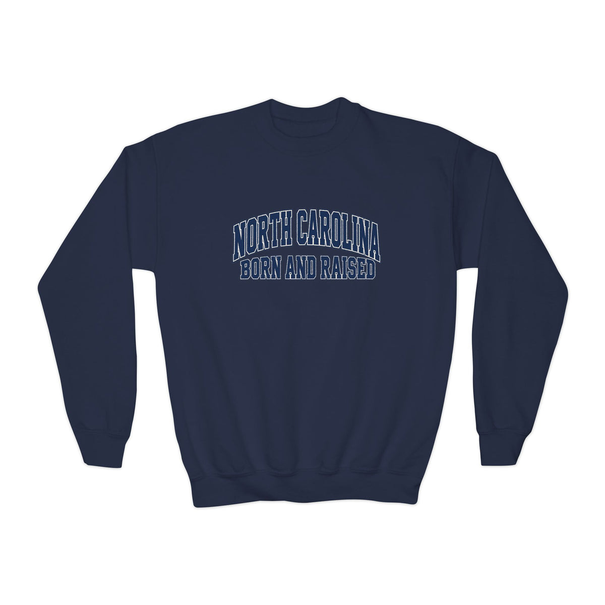 North Carolina Born and Raised Old-School Sportswear Unisex Youth Crewneck Sweatshirt Graphic