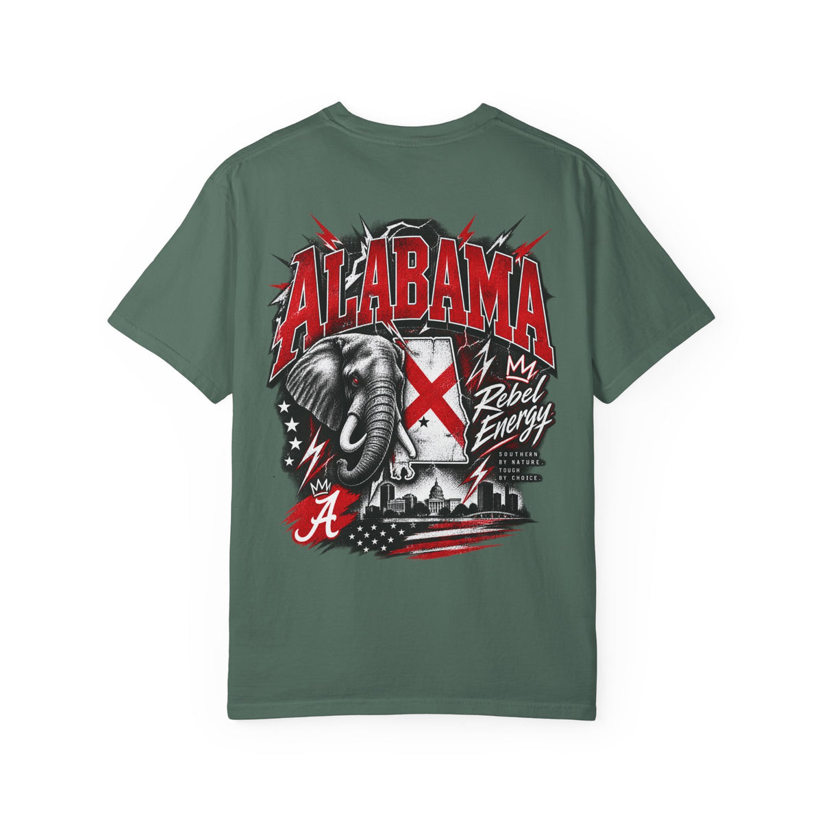 Alabama Rebel Energy Unisex Comfort Color 1717 Streetwear Graphic Tee