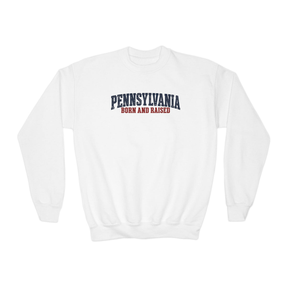 Pennsylvania Born and Raised Minimal Heritage Unisex Youth Crewneck Sweatshirt Graphic