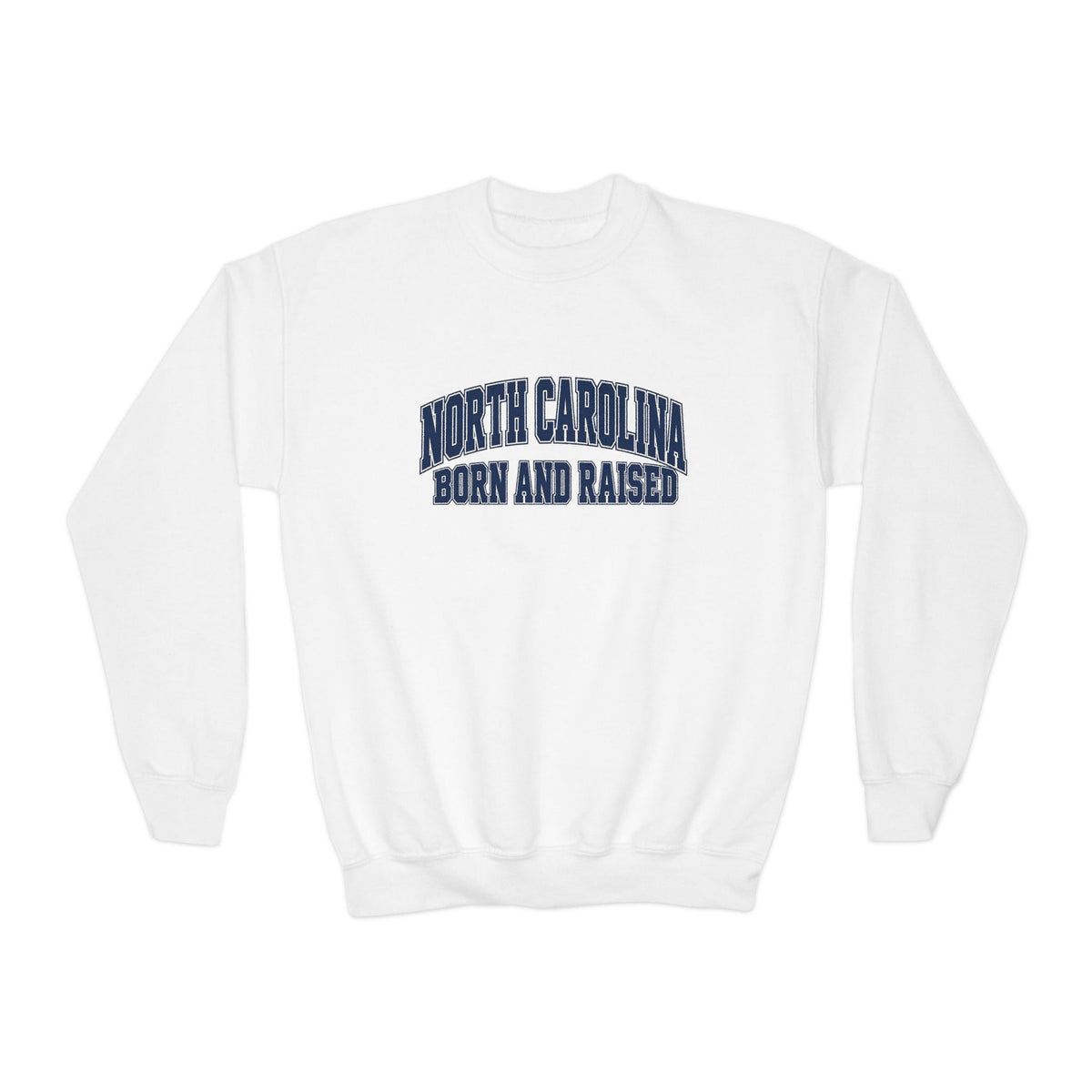 North Carolina Born and Raised Old-School Sportswear Unisex Youth Crewneck Sweatshirt Graphic